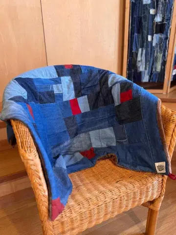 SAYOCAFE 데님 패치워크의 포근한 무릎담요 (대)