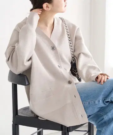 슈퍼 파인 스무스 판초 가디건 베이지