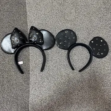 블랙 미키 귀 머리띠 세트