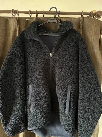 블랙 플리스 자켓 풀 집업