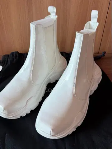 GANII 화이트 사이드 고어 부츠 합성 피혁