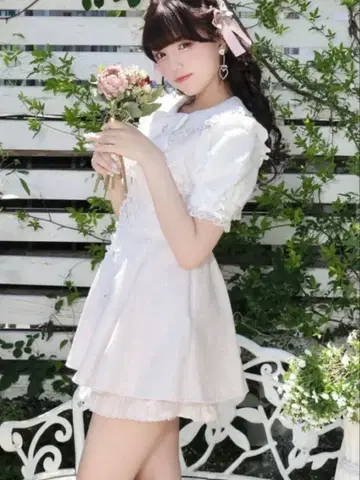 NOEMIE 노에미 아가씨 소매 레이스 트위드 레이어드 스타일 셋업