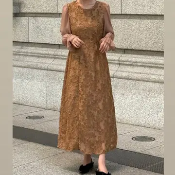 JUNOAH 시어 슬리브 A 라인 원피스