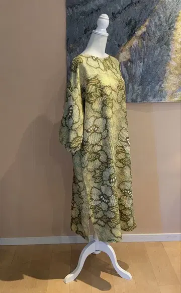 순수 실크 총 시보리 기모노 리메이크 풀오버 원피스