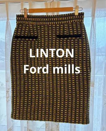LINTON 트위드 스커트 그린