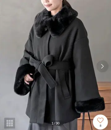 rps 아르피에스 인조 모피 티펫 코트 블랙