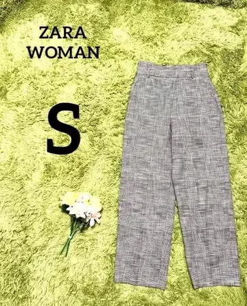 [ 자라 우먼 ] 팬츠 S 블랙 화이트 글렌체크 슬랙스