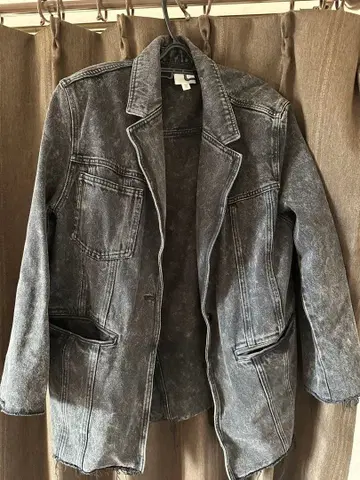 그레이 데님 자켓 오픈 프론트