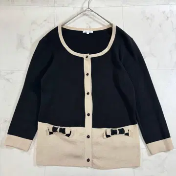 투 비 시크 7부 소매 가디건 리본 스팽글 블랙 베이지 2