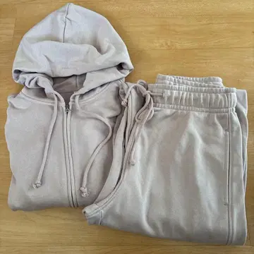 GU 맨투맨 배럴 레그 팬츠 셋업 핑크 L