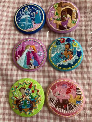 디즈니 자수 캔뱃지 6개 세트