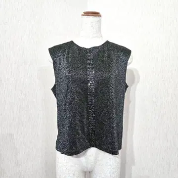 Blue NOTE 라메 스팽글 슬리브리스 상의 블랙 x 실버 (13)