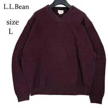 L.L.Bean V넥 코튼 니트 스웨터 L 보르도 계열 남성용