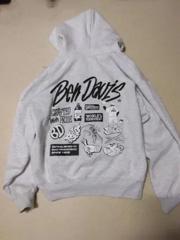 Ben Davis 그레이 집업 후드티 L