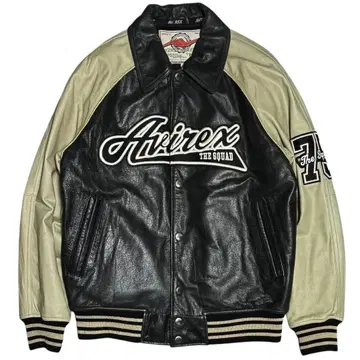 분위기 발군 AVIREX 빈티지 천연 가죽 바시티 자켓 M 사이즈