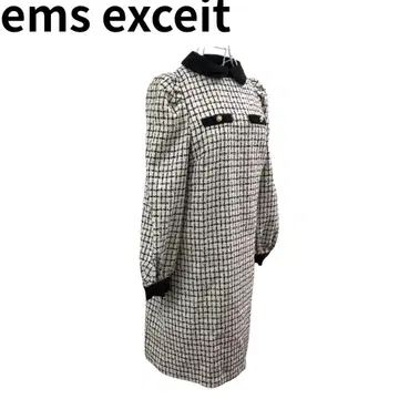 ems excite 트위드 원피스 블랙 화이트 체크