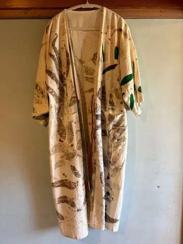 초목 염색 롱 가디건 겉옷