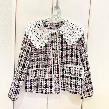 Gaojifushi 트위드 자켓 레이스 옷깃