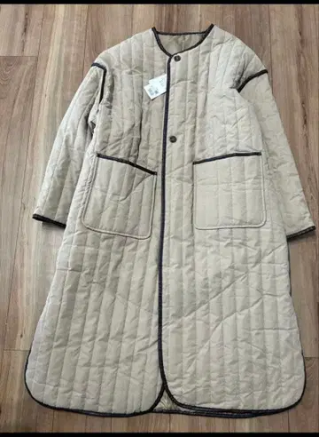 새상품 셀렉 모카 퀼팅 파이핑 롱 코트 모카 F