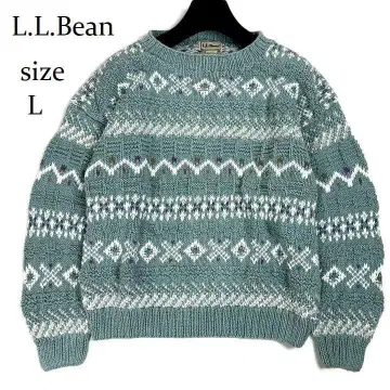 L.L.Bean 올 패턴 노르딕 코튼 니트 L 빅 루즈 빈티지