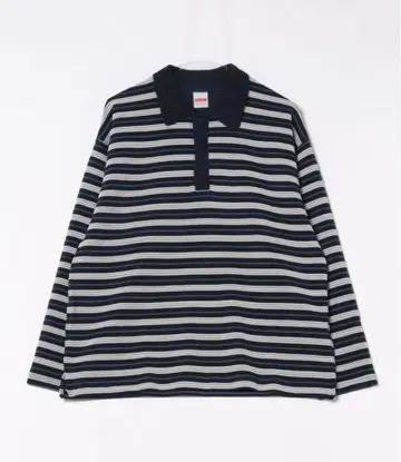 니코앤드 - 니트 옷깃 보더 라거 네이비 M 사이즈