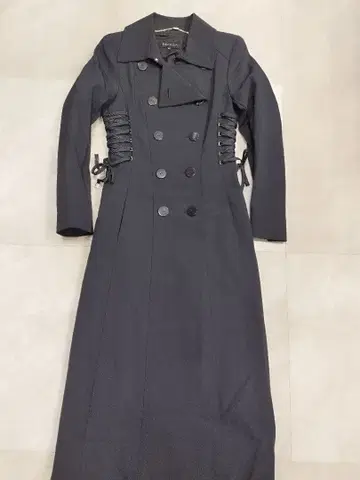 에스카다 ESCADA 사이드 레이스업 롱 코트 블랙