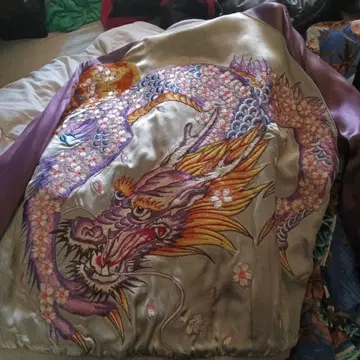 드래곤 자수 스카잔 실버 퍼플 육무인