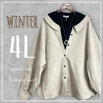 새상품 4L 빅 사이즈 이너 레이어드 스타일 코듀로이 셔츠 오프