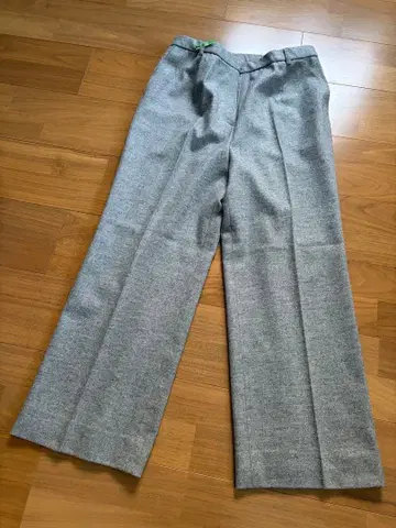 그레이 와이드 팬츠 울 혼방