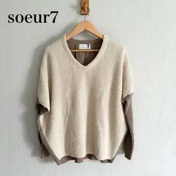 [ soeur7 ] V넥 돌먼 슬리브 니트 하찌 절개 니트 일본제