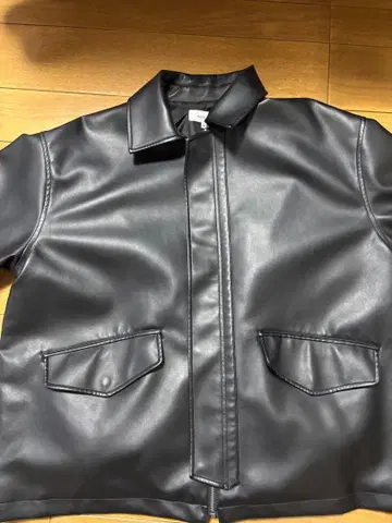 블랙 합성 피혁 자켓