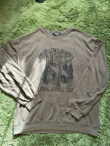 브라운 프린트 맨투맨 Y2K