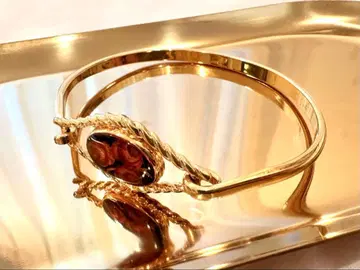 빈티지 앤티크 골드톤 트위스트 디자인 팔찌