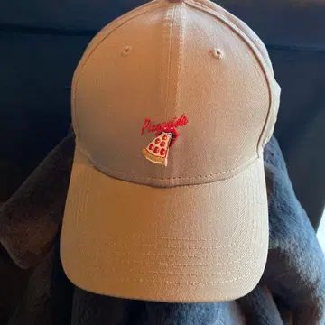 피자 자수 베이지 야구 모자