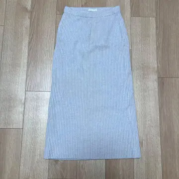 GALERIE VIE 리브 편직 타이트 스커트 라이트 그레이