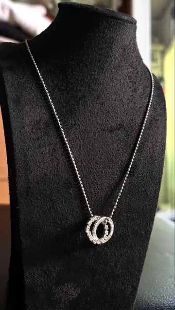 더블 링 디자인 목걸이 실버 (남성용 여성용 모두 착용 가능)