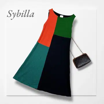 시빌라 슬리브리스 원피스 (M) 블랙 컬러풀 개성 고급 성인 여성 일본제