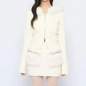 bubbles 케이블 니트 후드티 셋업