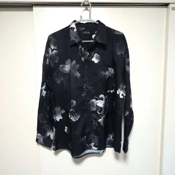 THRUXTON 블랙 플라워 무늬 셔츠 L 루즈핏