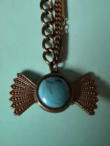 목걸이 브로치 체인 목걸이 좌우 터콰이즈