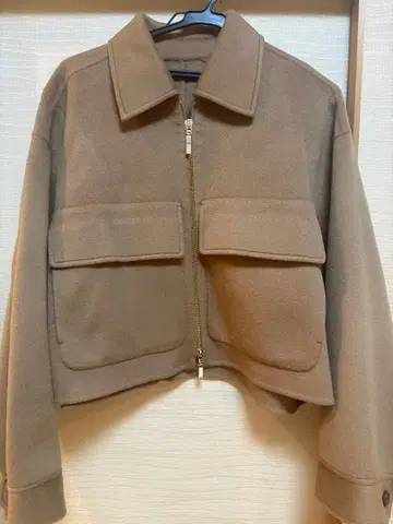 미사용품 Spick&Span 캐시미어 리버 숏 지퍼 블루종 브라운