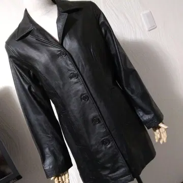 [ 미사용품 ] 블랙 가죽 코트