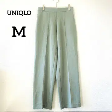 유니클로 이지 팬츠 M 그린 센터 프레스 허리밴딩 347