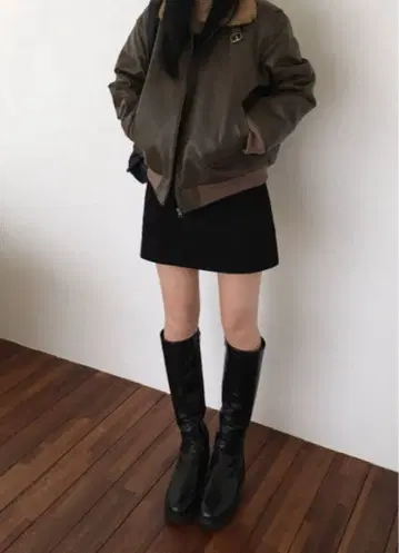 kiten 커브 가죽 자켓 브라운 한국