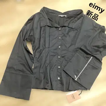 eimy istore 긴팔 셔츠 블랙 프리 사이즈 새상품 버튼 플리츠