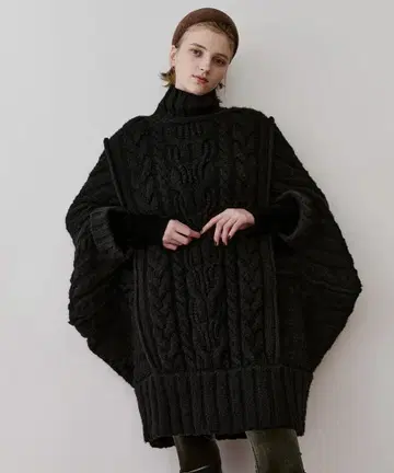 즉시 구매 OK LA BELLE ETUDE 케이블 빅 니트 원피스 블랙