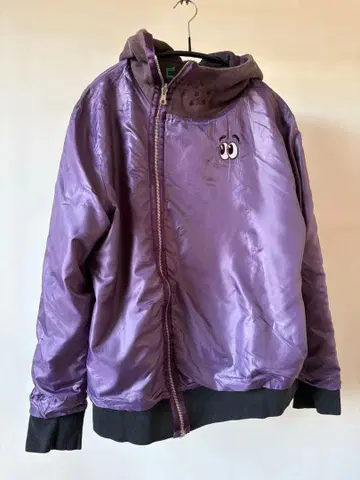 퍼플 나일론 자켓 리버서블 후드 부착