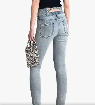 GYDA 라이트 블루 스키니 데님 크로스 백 허리