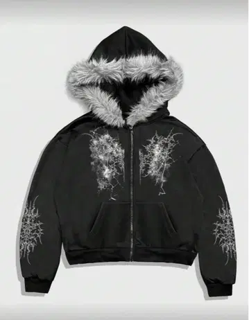 s 사이즈 입고! 퍼 달린 그래픽 후드티