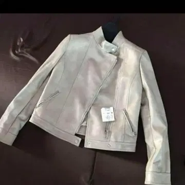 새상품 INDIVI 인디비 가죽 자켓 라이더스 베이지